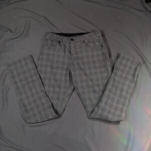 Fried Denim Gray Glen Plaid Slim Fit Pants Men's 38x32 Stretch Casual